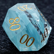1-7pcs DND Fantasy Blue Glass Gemstone Dice Set Multi-sided Polyhedral Dice Golden Word Dice for D&D Game COC Role Playing RPG