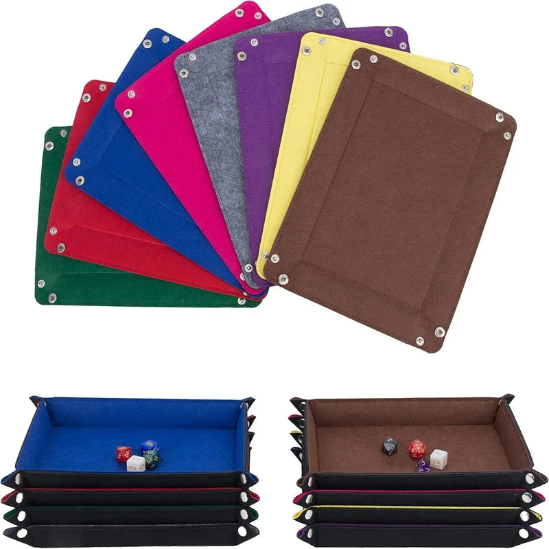 Fold-Flat PU Rectangular Dice Tray & Storage