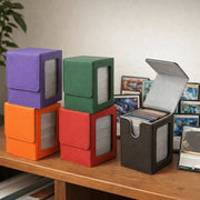 PU Window Collection Box Magnetic Closure Moisture-proof Card Deck Box Stain-resistant with Lid Game Card Organizer Board Games