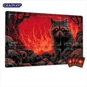 Fire Forest and Raccoon Magic Card Battle Mat TCG Playmat Anti-slip Base 35X60CM gathering gaming mats Board Game Mat for TCG