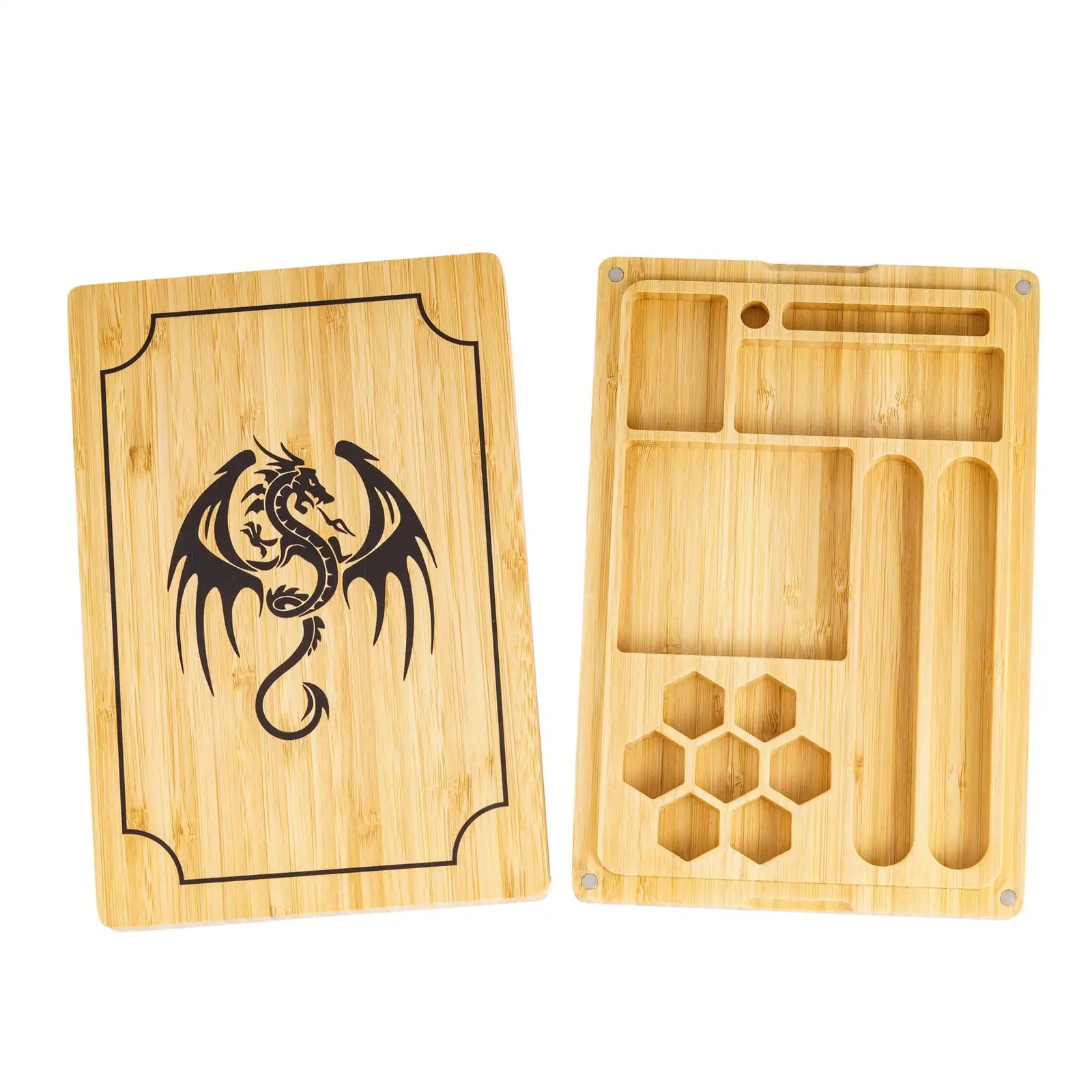 Fold-Flat Bamboo Rectangular Dice Tray & Storage