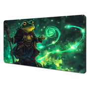 Dark Fantasy Frog Wizard TCG Playmat Magic Card Mat with Stitched Edge Non-Slip Durable Tabletop Playmat Board Game Mat for TCG