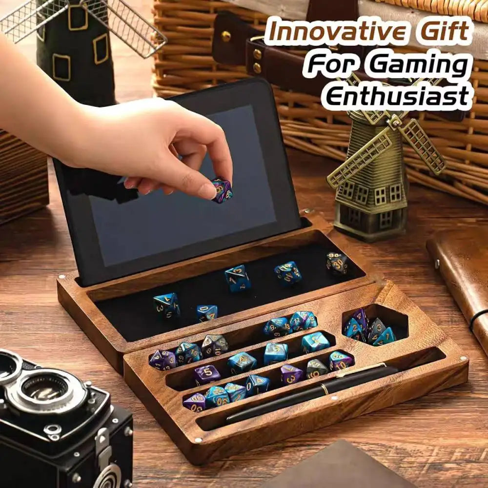 Fold-Flat Wooden Dice Tray & Storage