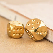 6pcs 15mm Solid Brass Gold Metal Dice - Hand Polished 6-Sided High-Quality Game Dice Stress Relieving Family Gathering Toy