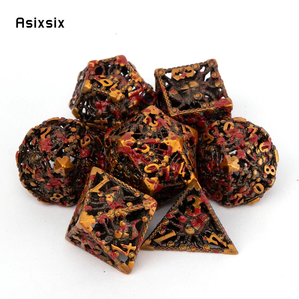 Red Metal RPG Dice Set - 7 Piece