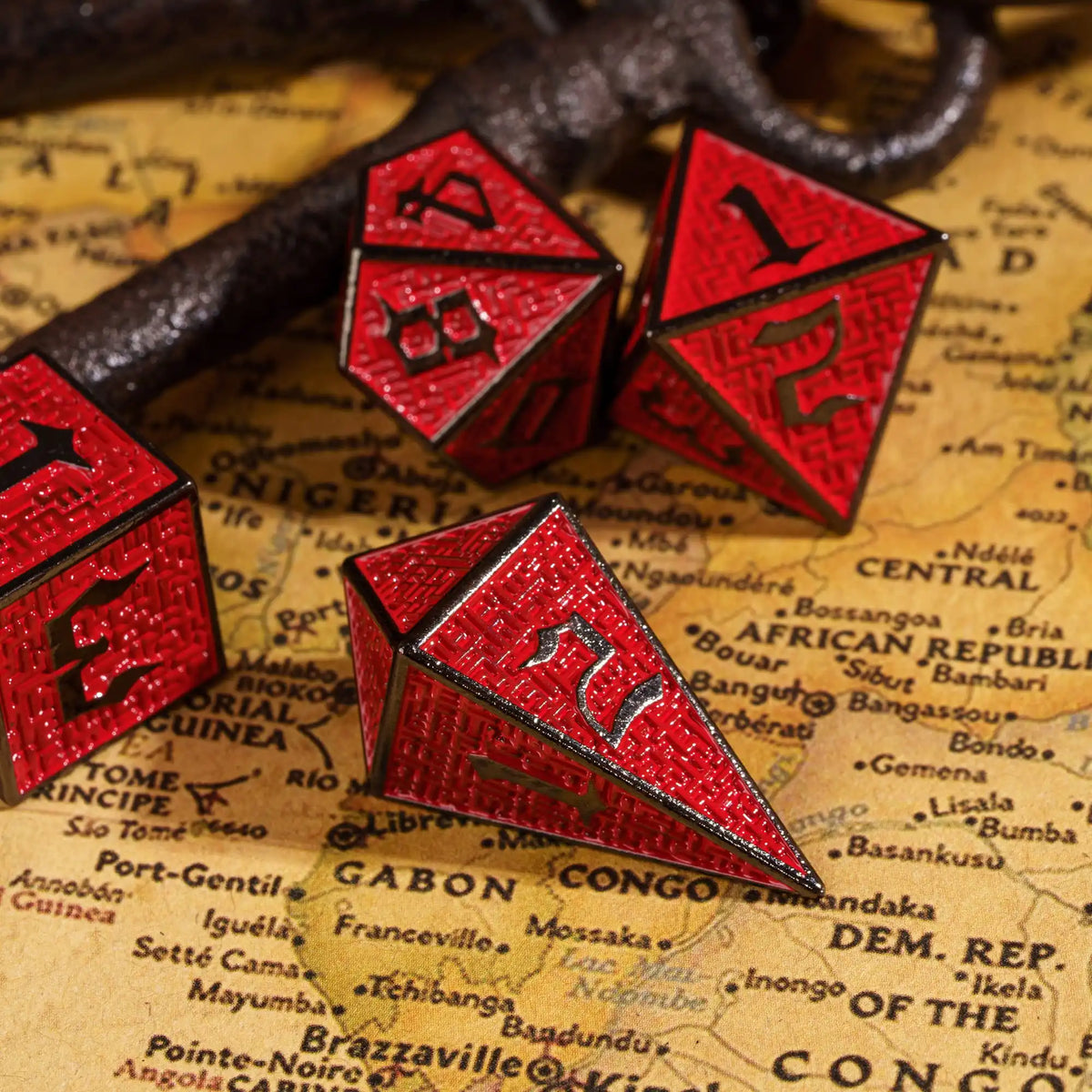 Antique Dragon Metal RPG Dice Set - Design 8