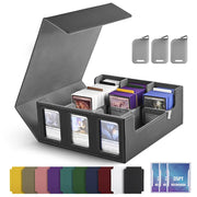 Leather Trading Card Storage Box 5 Rows Magnetic Closure Game Cards Box With Viewing Windows Card and Note Storage Supplies
