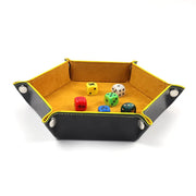 18Colors Foldable Dice Tray PU Leather Flannel Hexagonal Dice Rolling Plate Table Game Office Sundries Key Portable Storage Box