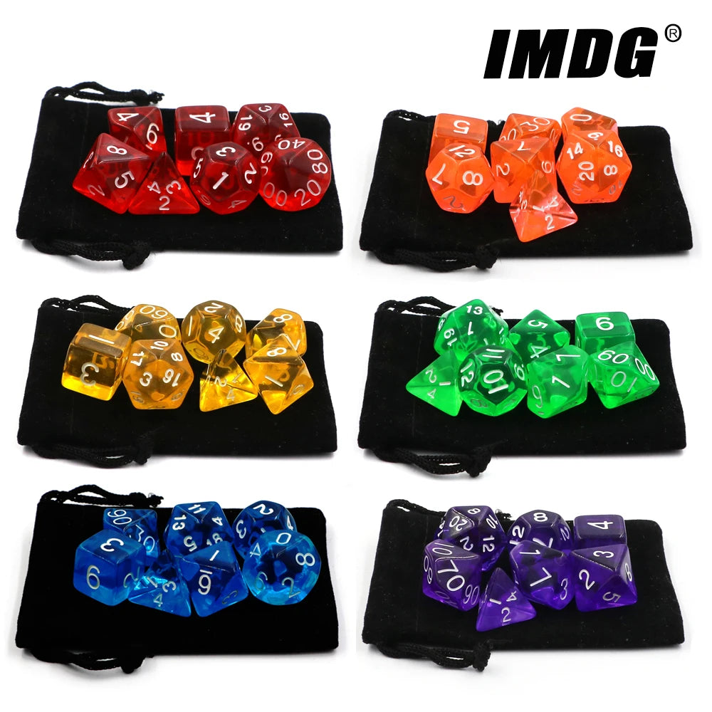 Polyhedral RPG Dice Set - 7 Piece with Bag - Variant 2