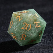 7Pcs DND Dice Green Aventurine Gemstone Dice Golden Word Dice Set Multi-sided Polyhedral Dice for D&D COC Role RPG Table Game