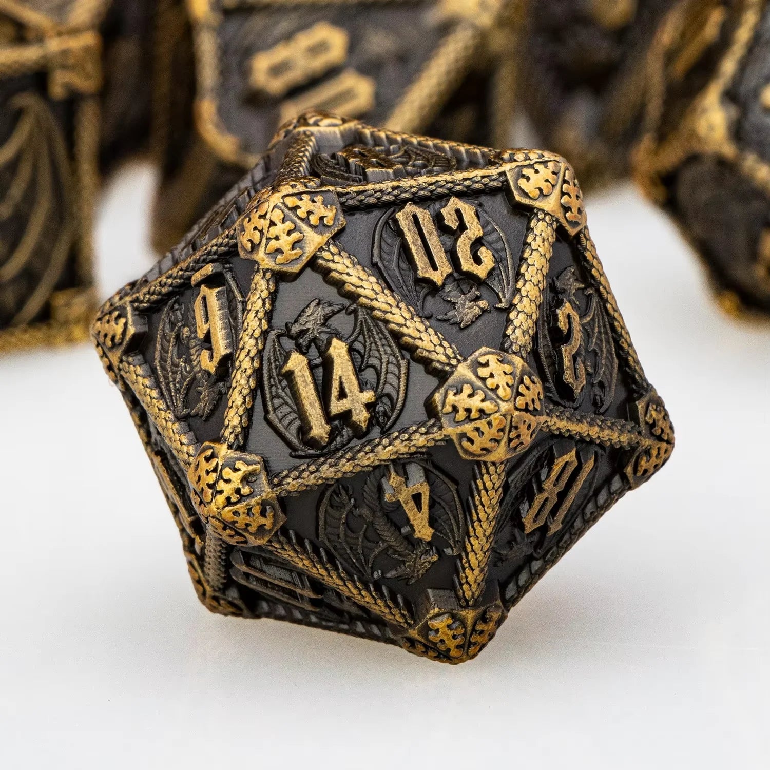Gold Dragon Metal RPG Dice Set - 7 Piece
