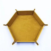 18Colors Foldable Dice Tray PU Leather Flannel Hexagonal Dice Rolling Plate Table Game Office Sundries Key Portable Storage Box