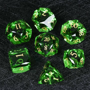 1-7pcs DND Fantasy Blue Glass Gemstone Dice Set Multi-sided Polyhedral Dice Golden Word Dice for D&D Game COC Role Playing RPG