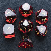1-7pcs DND Fantasy Blue Glass Gemstone Dice Set Multi-sided Polyhedral Dice Golden Word Dice for D&D Game COC Role Playing RPG