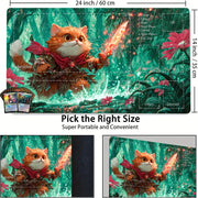 Flame Sword and Orange Cat TCG Playmat Magic Card Battle Mat Non-Slip Durable 35X60CM Commander playmat Board Game Mat for TCG
