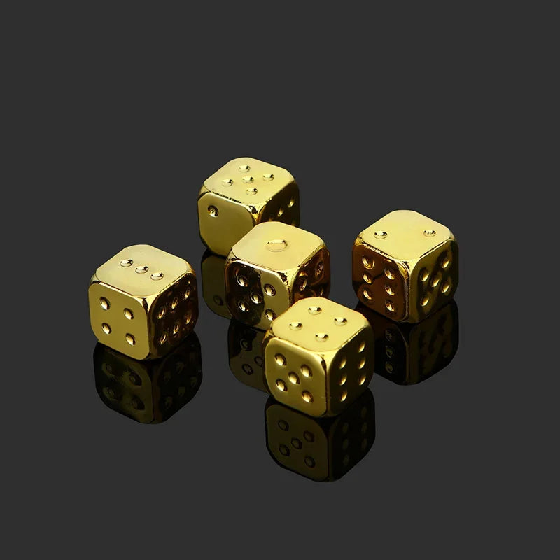 Gold Metal D6 Dice - 5 Piece