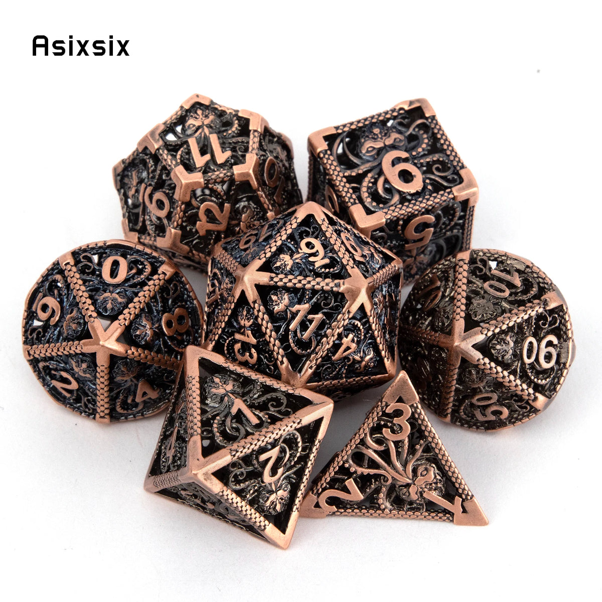 Antique Metal RPG Dice Set - Design 10