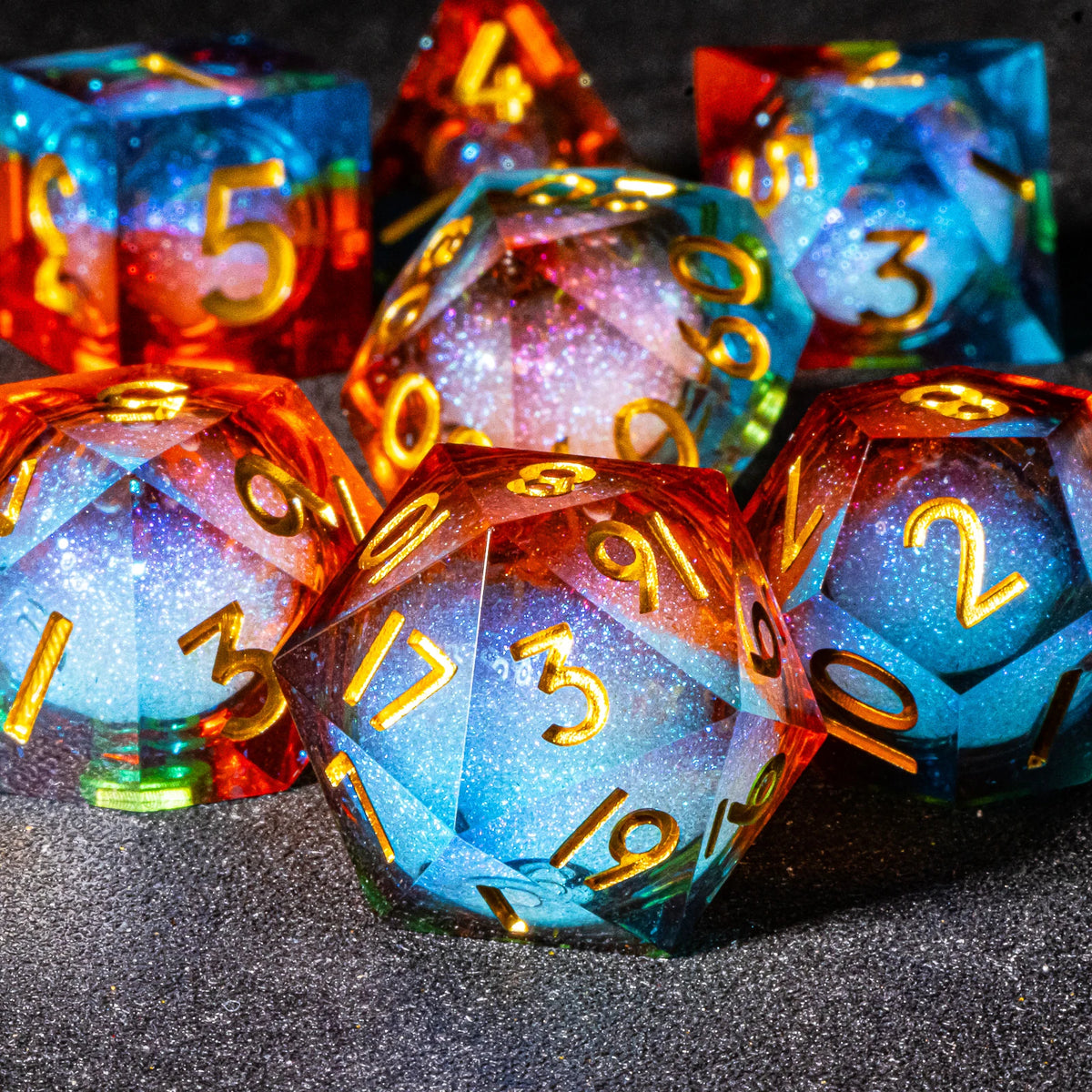 Galaxy Liquid Core Dice Set – Swirling Universe in Every Roll – 24 Colours to Choose From