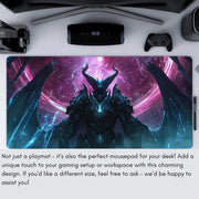 Dark Fantasy Demon Knight MTG Playmat Magic Card Mat with Stitched Edge Non-Slip Durable Tabletop playmat Board Game Mat for TCG