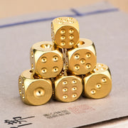 6pcs 15mm Solid Brass Gold Metal Dice - Hand Polished 6-Sided High-Quality Game Dice Stress Relieving Family Gathering Toy
