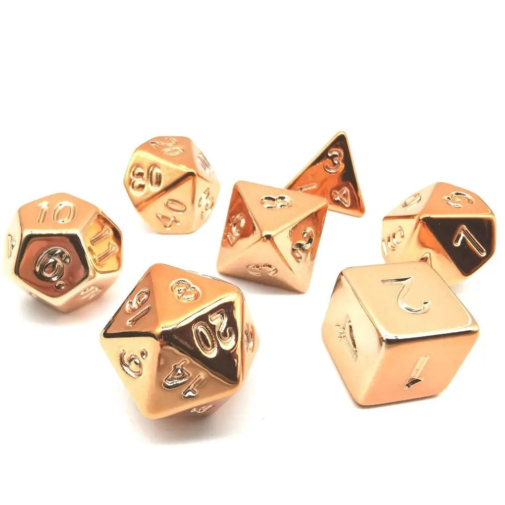 Gold Metal D6 Dice - 7 Piece