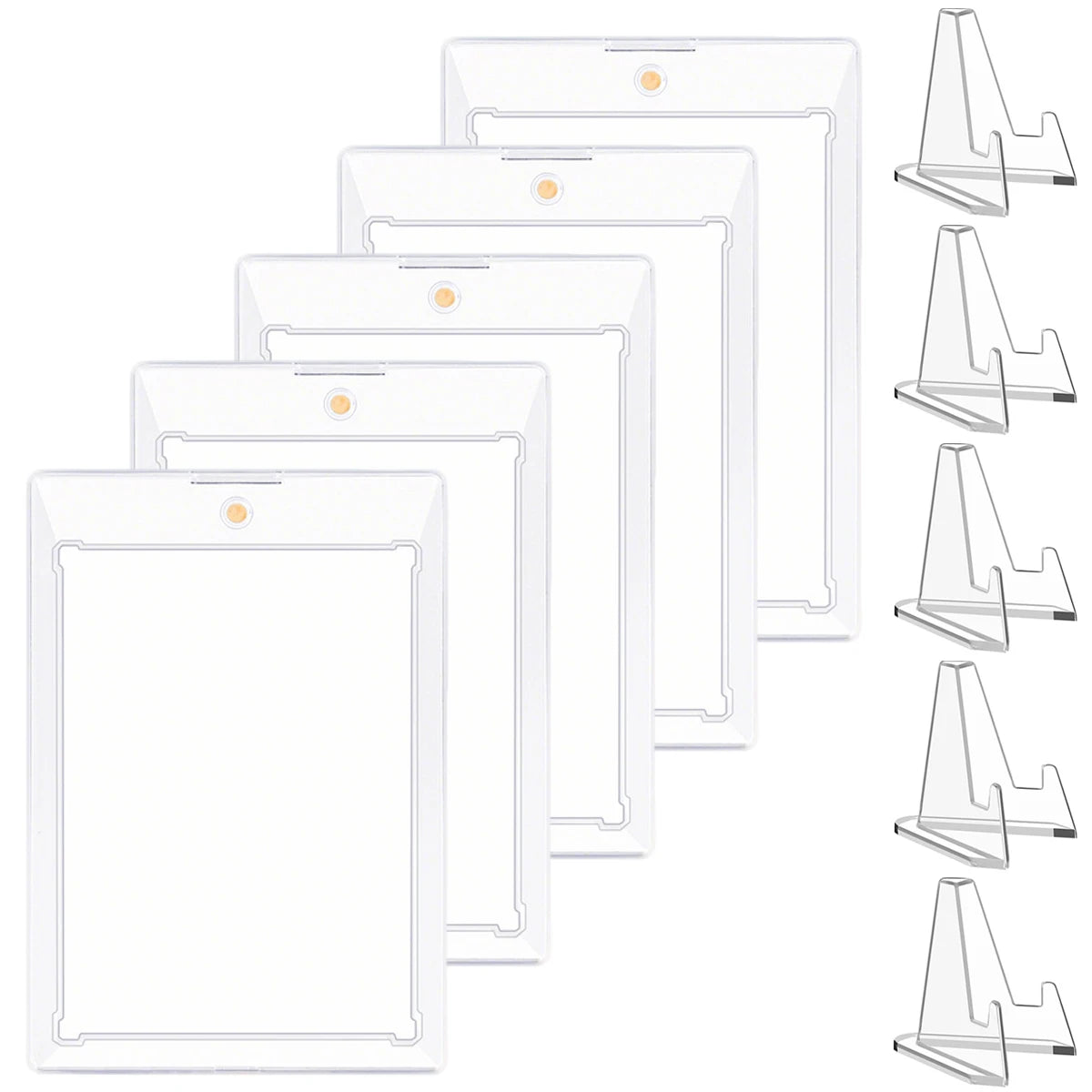 5/10/15 PCS 35pt Magnetic Card Holders with Stand – Hard Case for MTG & Sports Cards, UV Protection, Instant Desktop Display
