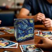 Starry Night Game Trading Card Portable Storage Box Blue Sky PU Leather Premium Deck Case Holding100+Double Sleeved Cards TCG
