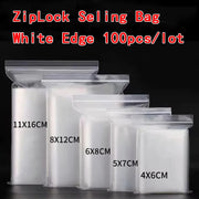 100PCS Small Zip Lock Sealing Bags Reclosable Transparent Plastic Bag Vacuum Storage Bag Clear Bags Ziplock Food Storage Zip Bag