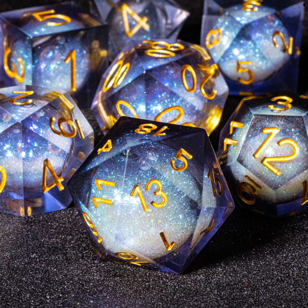 Galaxy Liquid Core Dice Set – Swirling Universe in Every Roll – 24 Colours to Choose From