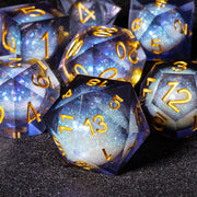 D&D Liquid Core Dice & Galaxy Sharp Edge D and D Dungeon and Dragon Pathfinder Role Playing Games Dice, Gold Foil Resin Dice