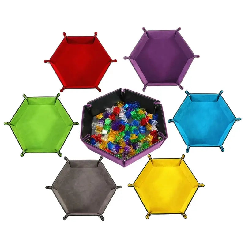 Fold-Flat PU Hex Dice Tray