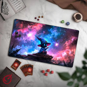 Magnificent Galactic Wizard TCG Playmat Magic Card Mat Stitched Edge Non-Slip Durable Tabletop Playmat Board Game Mat for TCG