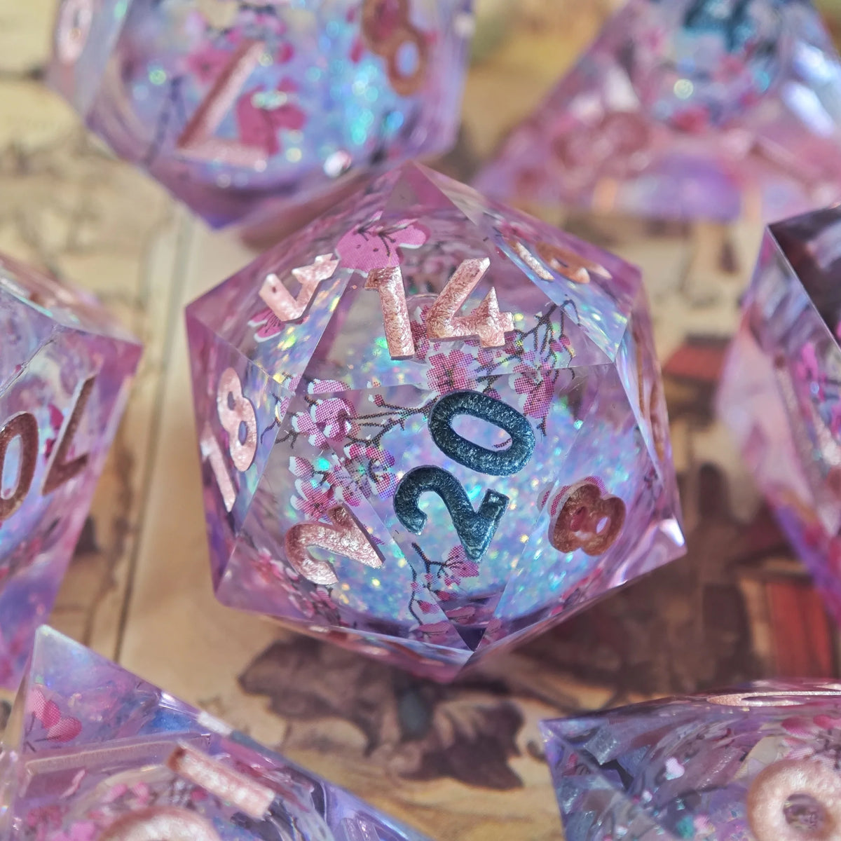 Liquid Core Resin Polyhedral RPG Dice Set - Design 13