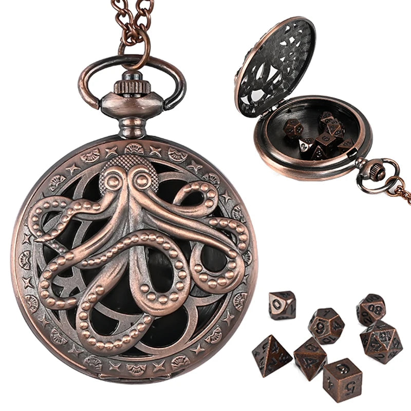 Antique Mini Metal RPG Dice Set - 7 Piece - Design 3
