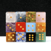 6-Sided Digital Game Dice 16mm Natural Stone D6 Gem Dice Set Healing Crystal Quartz for DND RPG Table Board Game or TeachingMath