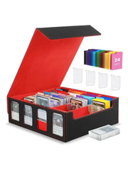Trading Card Storage Box for 3000+ Cards With Display Windows, Premium Game Card Storage Box With Card Supporters & Divider