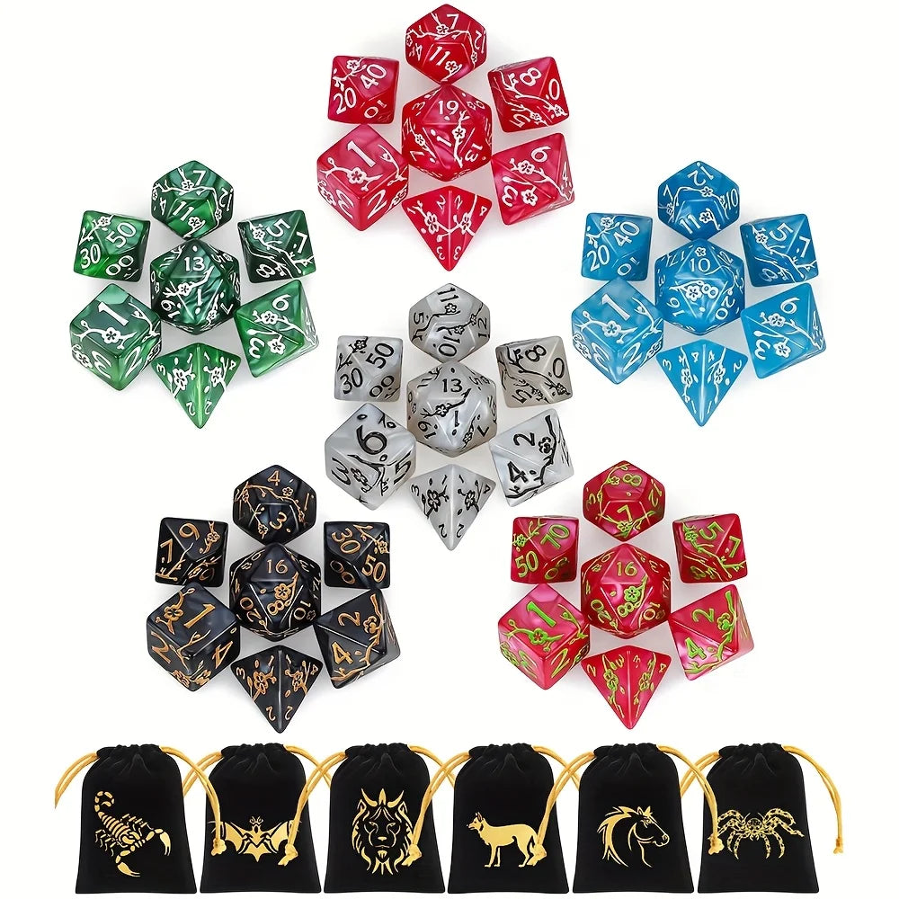 RPG Dice Bundle with Storage Bags - 42 Piece