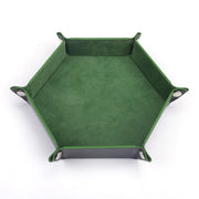 18Colors Foldable Dice Tray PU Leather Flannel Hexagonal Dice Rolling Plate Table Game Office Sundries Key Portable Storage Box