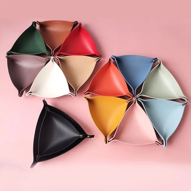 Fold-Flat PU Triangular Dice Tray & Storage Box