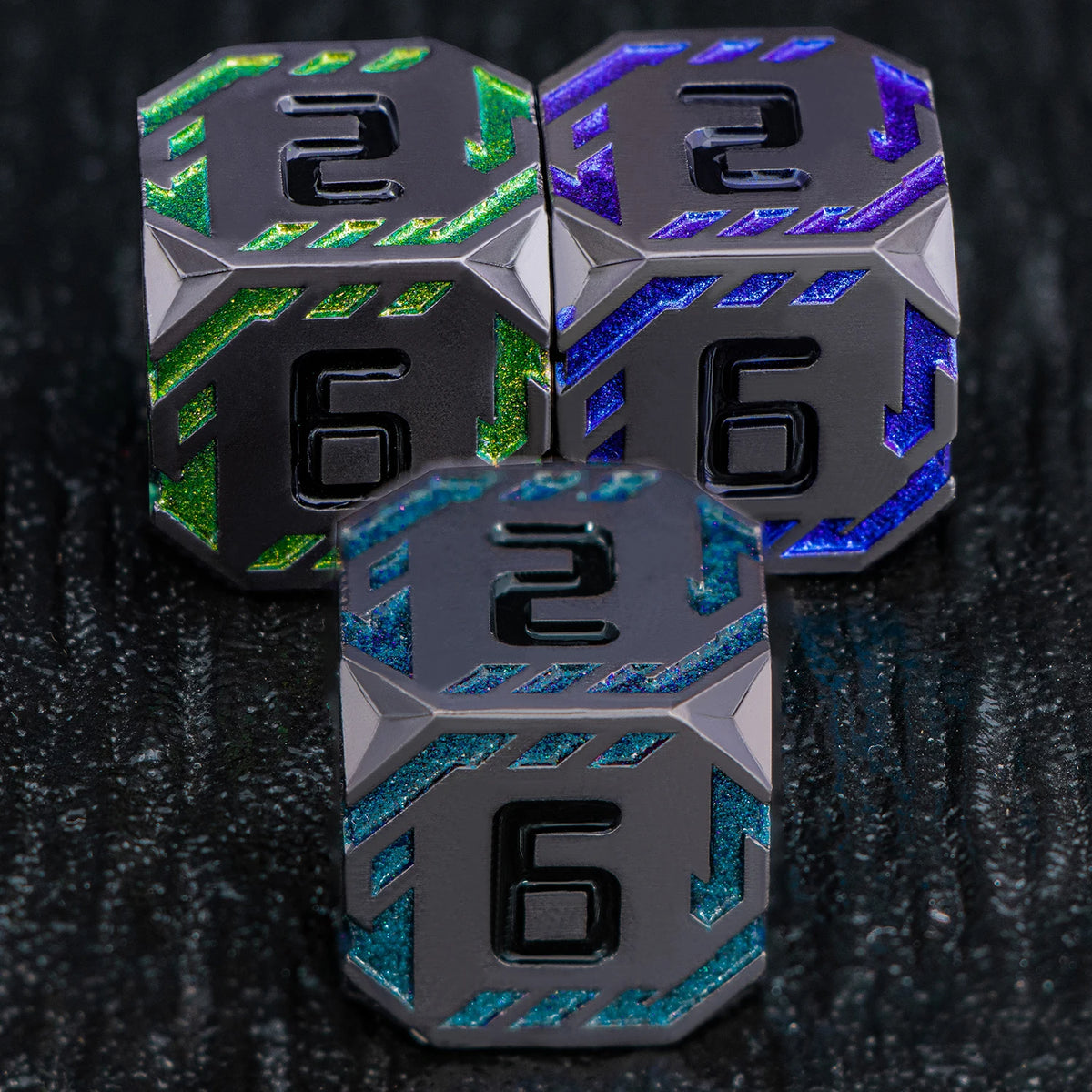 Antique Dragon Metal RPG Dice Set - Design 6