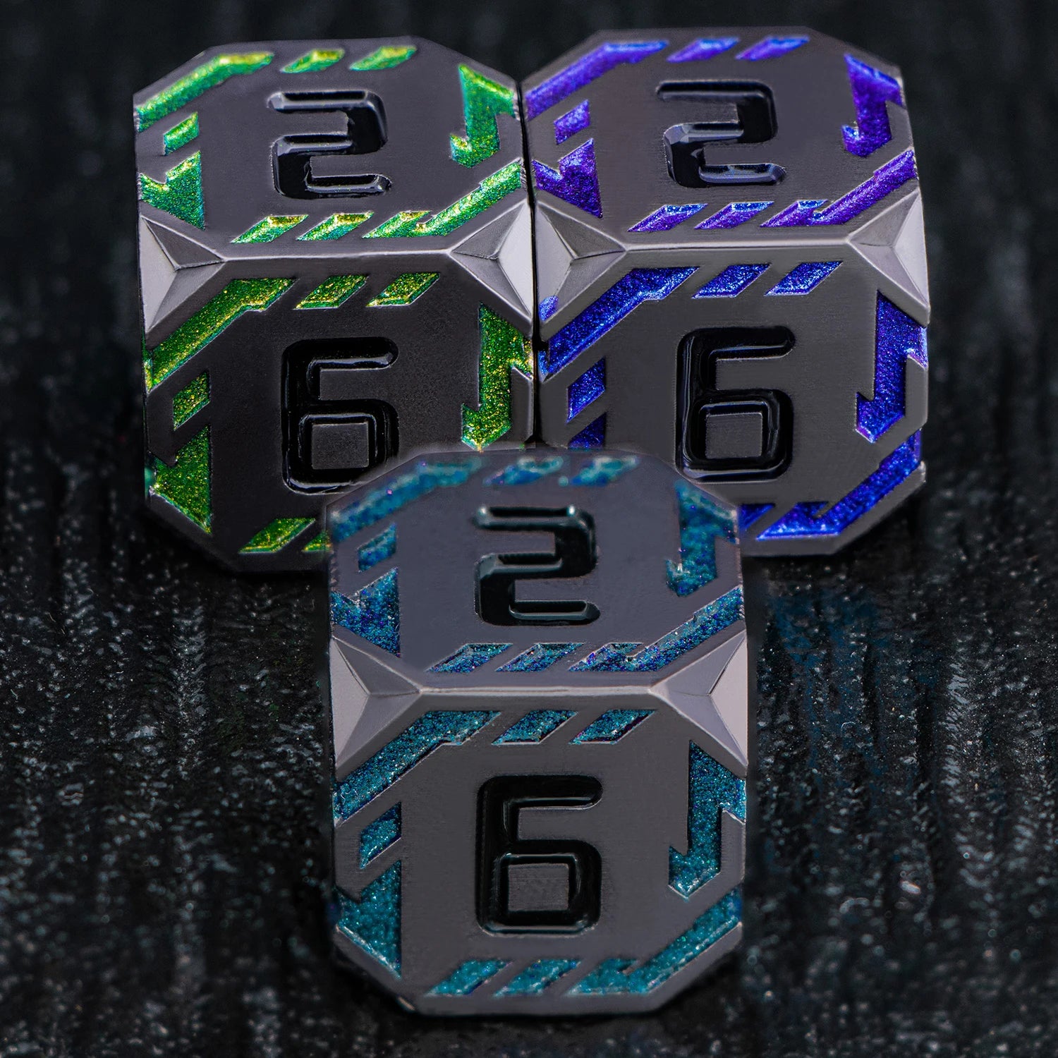 Antique Dragon Metal RPG Dice Set - Design 6