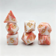 7Pcs Marble Swirl Polyhedral Dice Set with Gold Numbering for DND RPG Tabletop Board Games