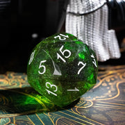 Multifaceted Green Black 1PC D20 DND Dice Cut Sharp Edges Glitter Inclusions 20 Sided Dice Handcrafted Role Playing Game 23mm