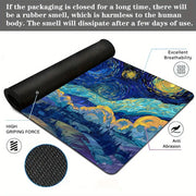 Van Gogh Style Cute Wizard TCG Playmat Magic Card Mat Stitched Edge Non-Slip Durable Tabletop Playmat Board Game Mat for TCG