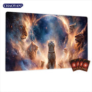 Starry Sky Lion and Cat TCG Playmat Magic Card Battle Mat Non-Slip Durable 35X60CM Commander playmat Board Game Mat for TCG