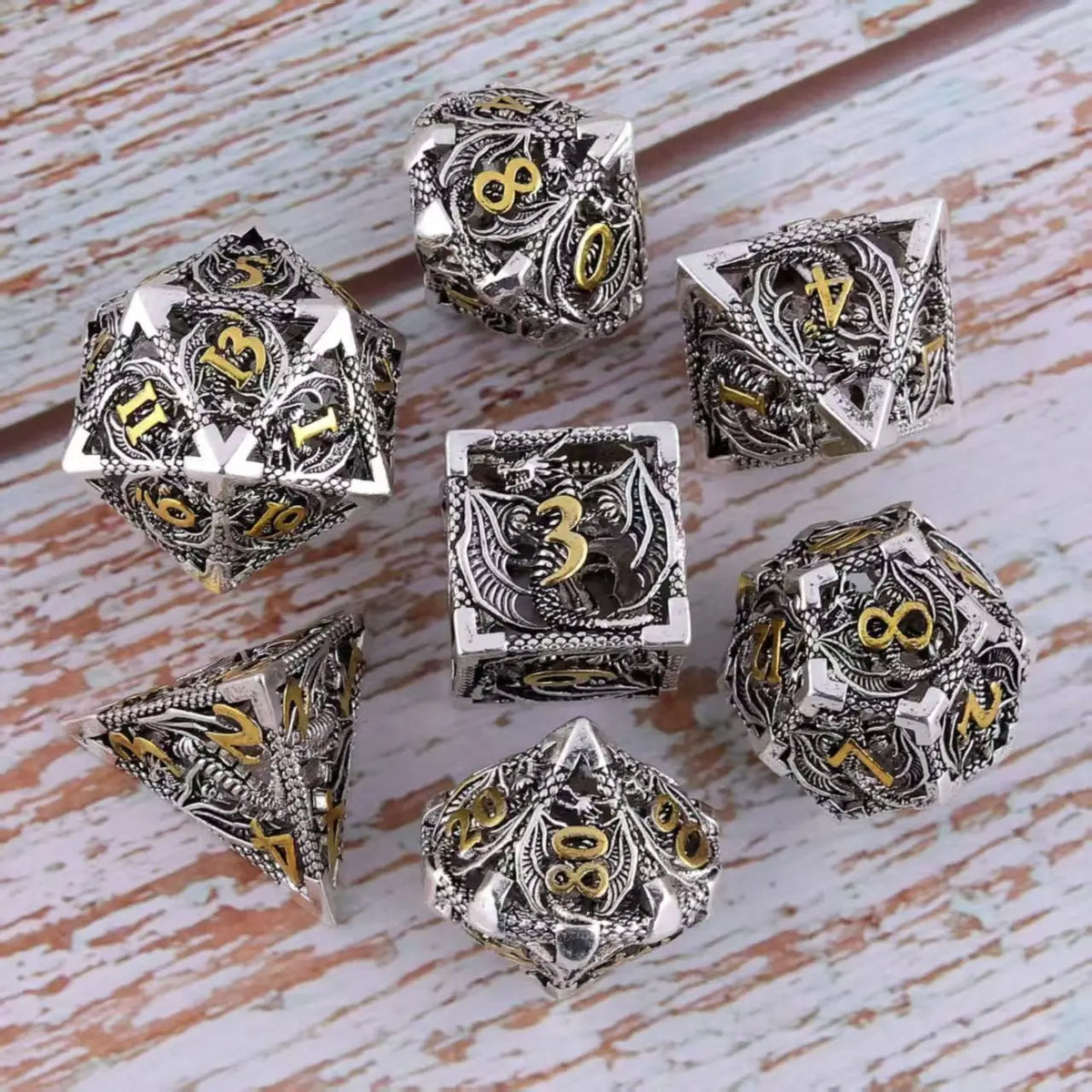 Antique Hollow Metal D6 Dice - Design 4