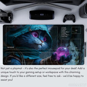 Mysterious Cat Fortune Teller MTG Playmat Magic Card Battle Mat Non-Slip Durable Commander Playmat Board Game Mat for TCG