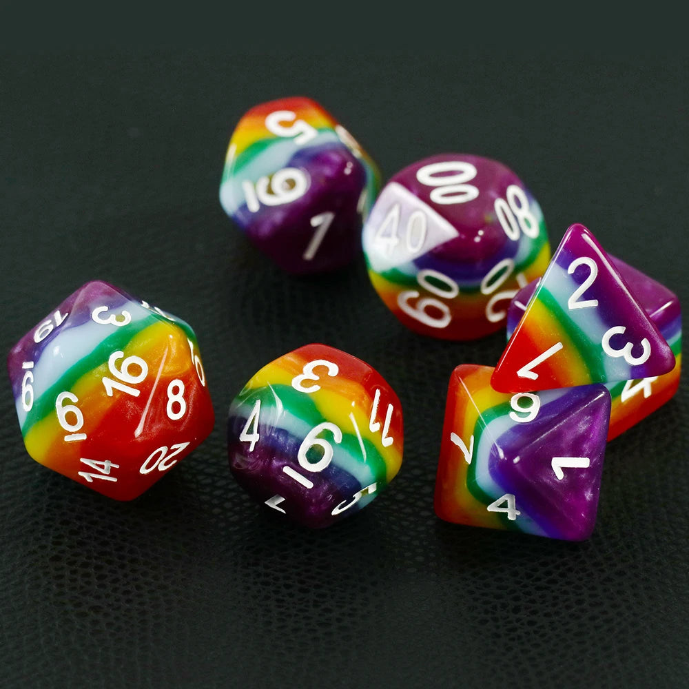 Pink Metal RPG Dice Set - Design 2