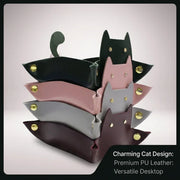 New Cute Cat Dice Tray with Metal Clasp Large Capacity Foldable for Easy Portable Desktop Storage with Artificial Leather Tray
