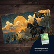 Retro Aesthetic Knight TCG Playmat Magic Card Mat with Stitched Edge Non-Slip Durable Tabletop Playmat Board Game Mat for TCG